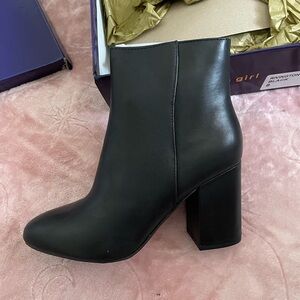 Madden Girl Black Block Heel Ankle Boot